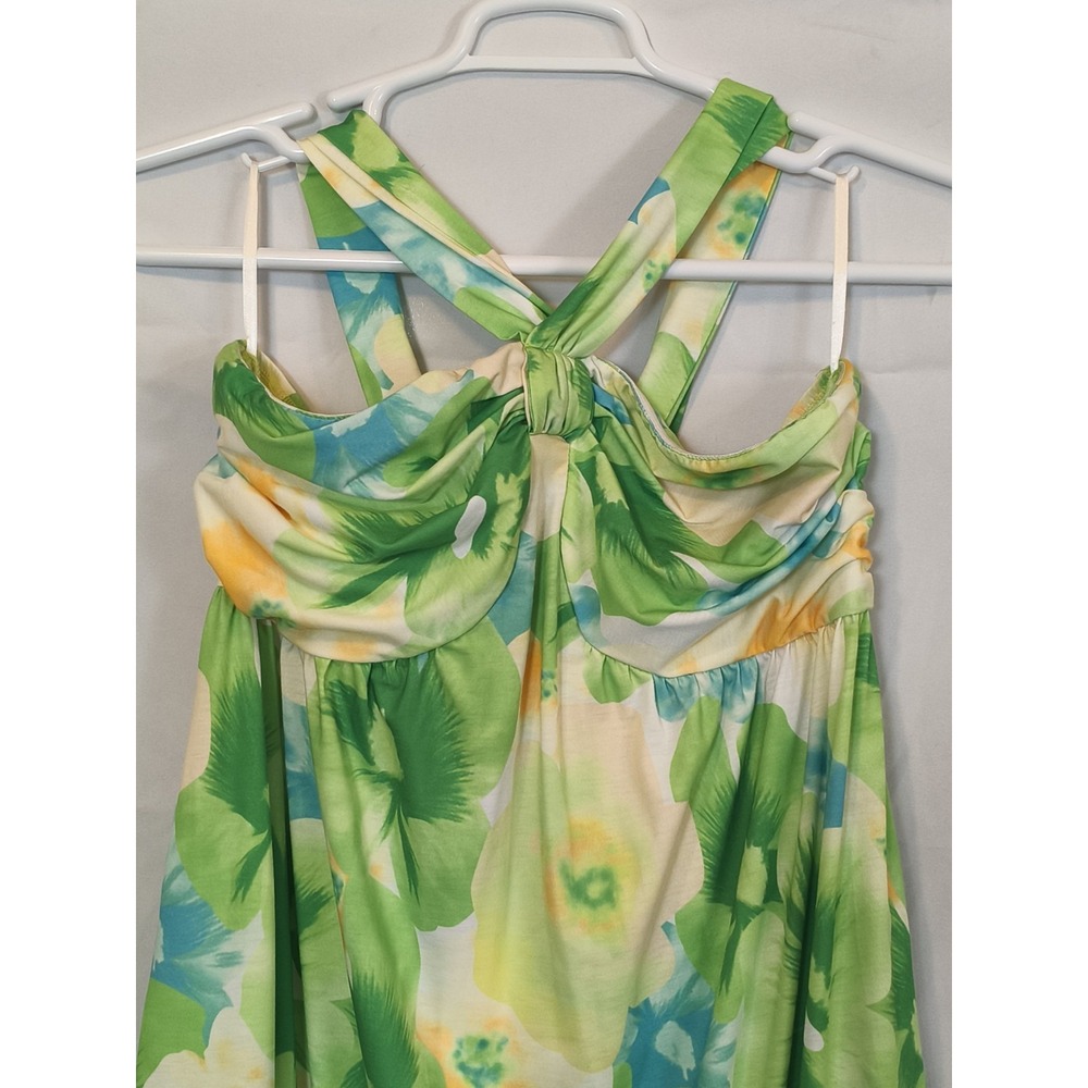 NEW Grace Karin Summer Floral Midi Maxi Dress Women's Sz XL Green Yellow pockets - Picture 4 of 8